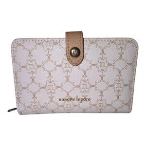 Nanette Lepore Cream and Tan Compact Zip Around Wallet NWOT